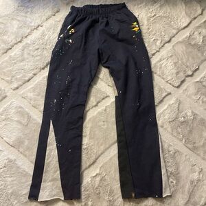 MNML Navy blue paint splattered contrast bootcut sweatpants